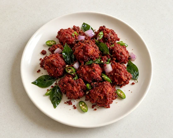Chicken 65 with curry leaves and green chillies